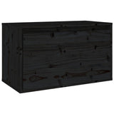 Wall Cabinet Black 60x30x35 cm Solid Wood Pine - Front View