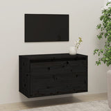 Wall Cabinet Black 60x30x35 cm Solid Wood Pine - Side View