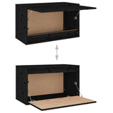 Wall Cabinet Black 60x30x35 cm Solid Wood Pine - Low Angle