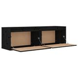 Wall Cabinets 2 pcs Black 60x30x35 cm Solid Wood Pine - Close-Up Angle