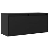 Wall Cabinet Black 80x30x35 cm Solid Wood Pine - Front View