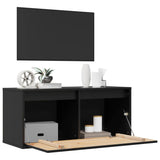 Wall Cabinet Black 80x30x35 cm Solid Wood Pine - Top-Down View