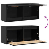 Wall Cabinet Black 80x30x35 cm Solid Wood Pine - Extra Image