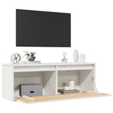 Wall Cabinet White 100x30x35 cm Solid Wood Pine - Top-Down View