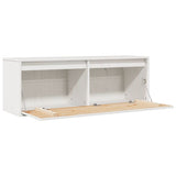Wall Cabinet White 100x30x35 cm Solid Wood Pine - Rear View