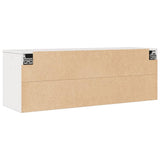 Wall Cabinet White 100x30x35 cm Solid Wood Pine - Low Angle