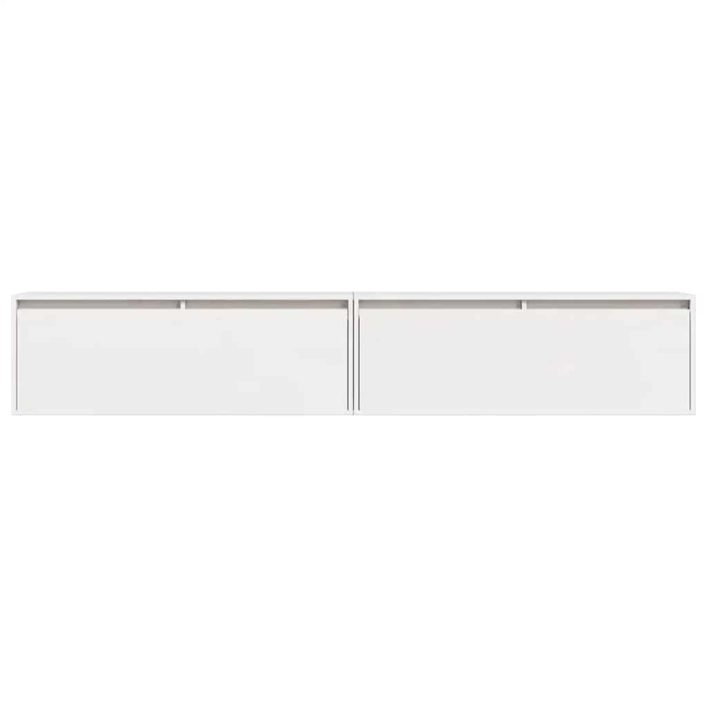 Wall Cabinets 2pcs White 100x30x35 cm Solid Wood Pine