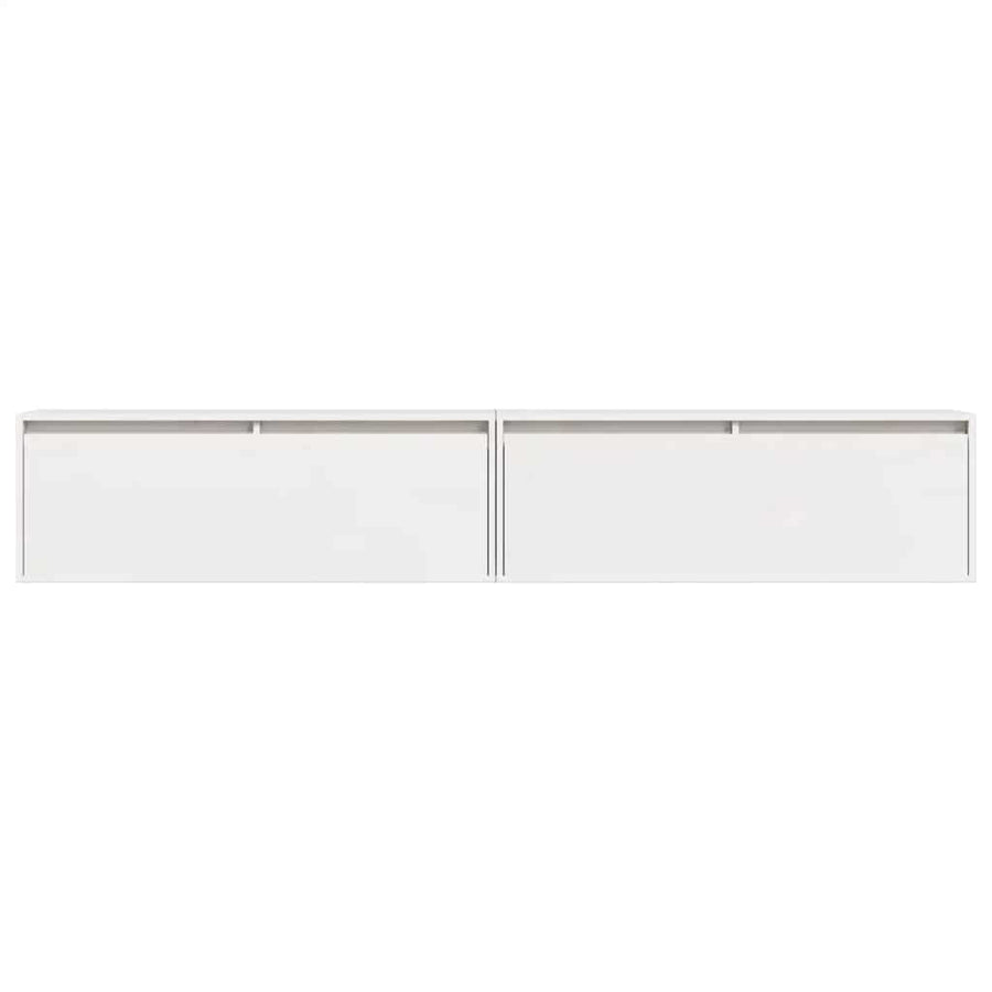 Wall Cabinets 2pcs White 100x30x35 cm Solid Wood Pine