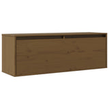 Wall Cabinet Honey Brown 100x30x35 cm Solid Wood Pine - Front View