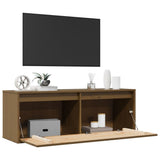 Wall Cabinet Honey Brown 100x30x35 cm Solid Wood Pine - Extra Image