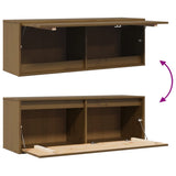 Wall Cabinet Honey Brown 100x30x35 cm Solid Wood Pine - Extra Image