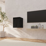 Wall Cabinet Black 30x30x40 cm Solid Wood Pine - Side View