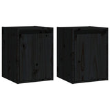 Wall Cabinets 2pcs Black 30x30x40 cm Solid Wood Pine