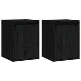 Wall Cabinets 2pcs Black 30x30x40 cm Solid Wood Pine - Front View