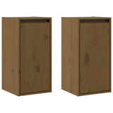 Wall Cabinets 2 pcs Honey Brown 30x30x60 cm Solid Wood Pine - Front View