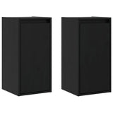 Wall Cabinets 2 pcs Black 30x30x60 cm Solid Wood Pine - Front View