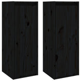 Wall Cabinets 2 pcs Black 30x30x80 cm Solid Wood Pine - Front View
