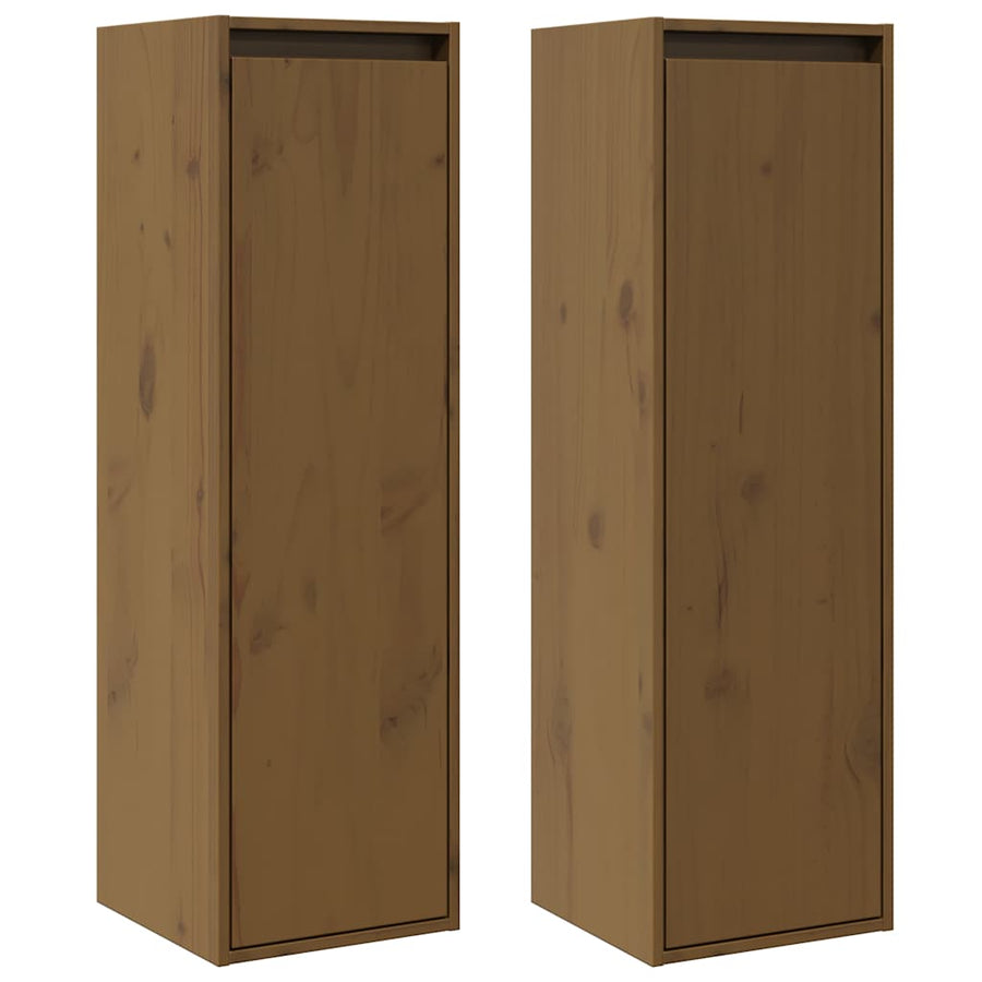 Wall Cabinets 2 pcs Honey Brown 30x30x100 cm Solid Wood Pine