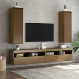 Wall Cabinets 2 pcs Honey Brown 30x30x100 cm Solid Wood Pine - Side View
