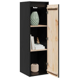 Wall Cabinet Black 30x30x100 cm Solid Wood Pine - Side View