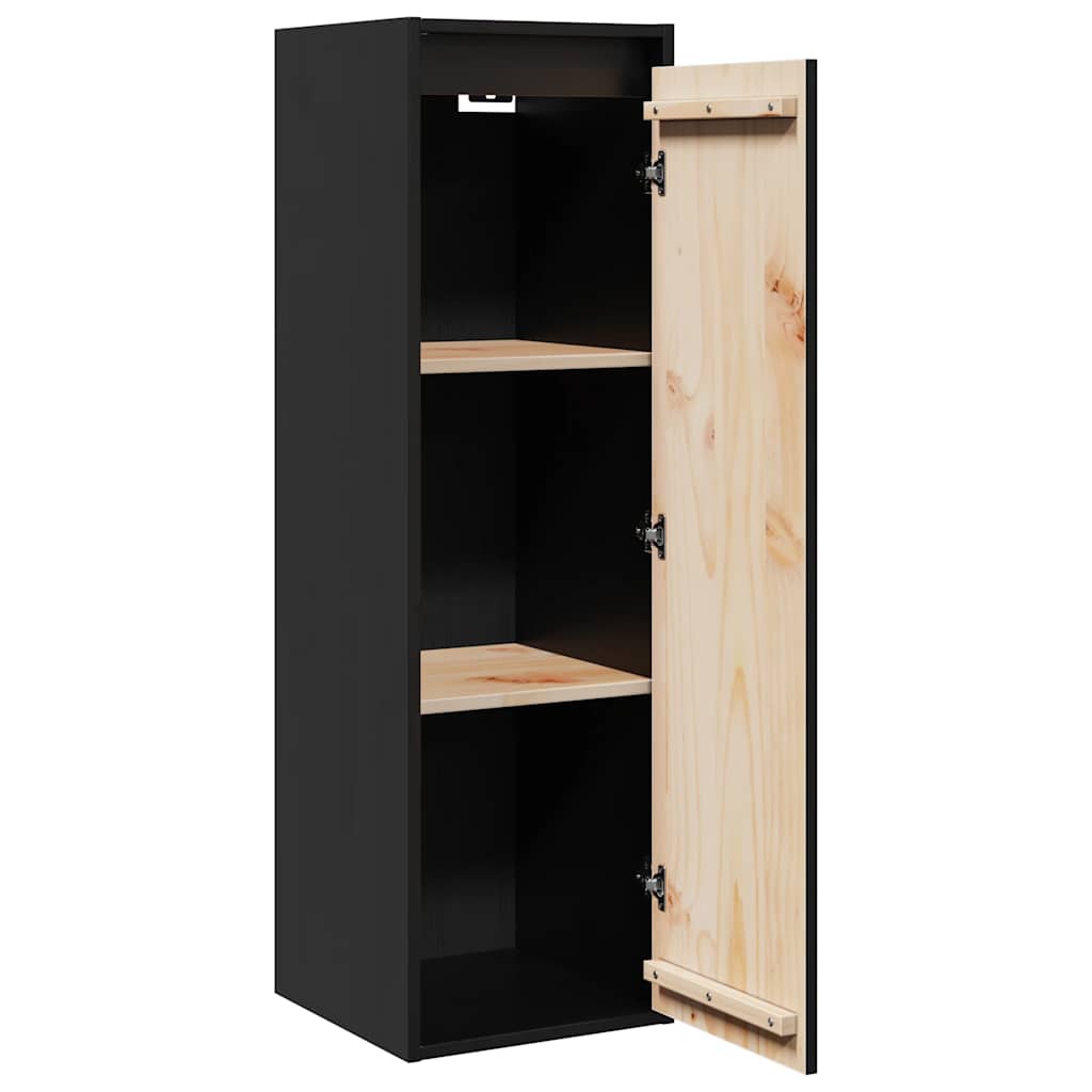 Wall Cabinet Black 30x30x100 cm Solid Wood Pine