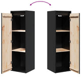 Wall Cabinet Black 30x30x100 cm Solid Wood Pine