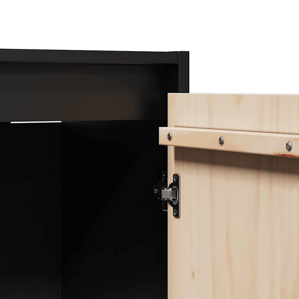 Wall Cabinet Black 30x30x100 cm Solid Wood Pine