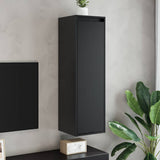 Wall Cabinet Black 30x30x100 cm Solid Wood Pine