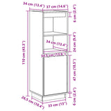 Highboard Black 37x34x110 cm Solid Wood Pine