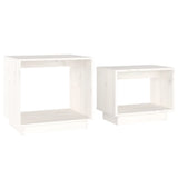 Nesting Coffee Tables 2 pcs White Solid Wood Pine - Front View