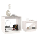 Nesting Coffee Tables 2 pcs White Solid Wood Pine - Side View