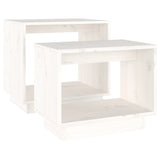 Nesting Coffee Tables 2 pcs White Solid Wood Pine - 45-Degree Angle