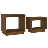 Nesting Coffee Tables 2 pcs Honey Brown Solid Wood Pine - Front View