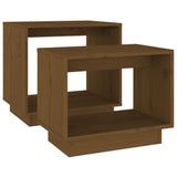 Nesting Coffee Tables 2 pcs Honey Brown Solid Wood Pine - 45-Degree Angle