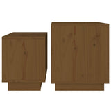 Nesting Coffee Tables 2 pcs Honey Brown Solid Wood Pine - Rear View
