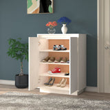 Shoe Cabinet White 60x35x80 cm Solid Wood Pine - Side View