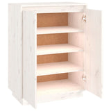 Shoe Cabinet White 60x35x80 cm Solid Wood Pine - Close-Up Angle