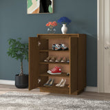 Shoe Cabinet Honey Brown 60x35x80 cm Solid Wood Pine
