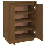 Shoe Cabinet Honey Brown 60x35x80 cm Solid Wood Pine - Close-Up Angle