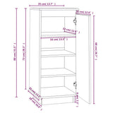 Shoe Cabinet Black 35x35x80 cm Solid Wood Pine