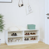Shoe Cabinet White 110x34x45 cm Solid Wood Pine - Side View