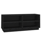 Shoe Cabinet Black 110x34x45 cm Solid Wood Pine - Front View