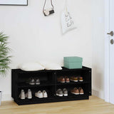 Shoe Cabinet Black 110x34x45 cm Solid Wood Pine - Side View