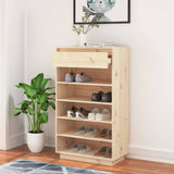 Shoe Cabinet 60x34x105 cm Solid Wood Pine - Side View