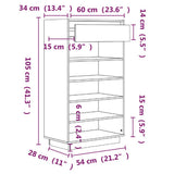 Shoe Cabinet 60x34x105 cm Solid Wood Pine