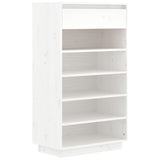 Shoe Cabinet White 60x34x105 cm Solid Wood Pine - Front View