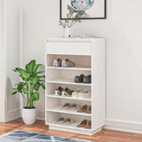 Shoe Cabinet White 60x34x105 cm Solid Wood Pine - Side View