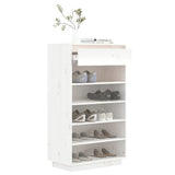 Shoe Cabinet White 60x34x105 cm Solid Wood Pine - Top-Down View