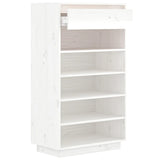 Shoe Cabinet White 60x34x105 cm Solid Wood Pine - Rear View