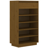Shoe Cabinet Honey Brown 60x34x105 cm Solid Wood Pine - Front View